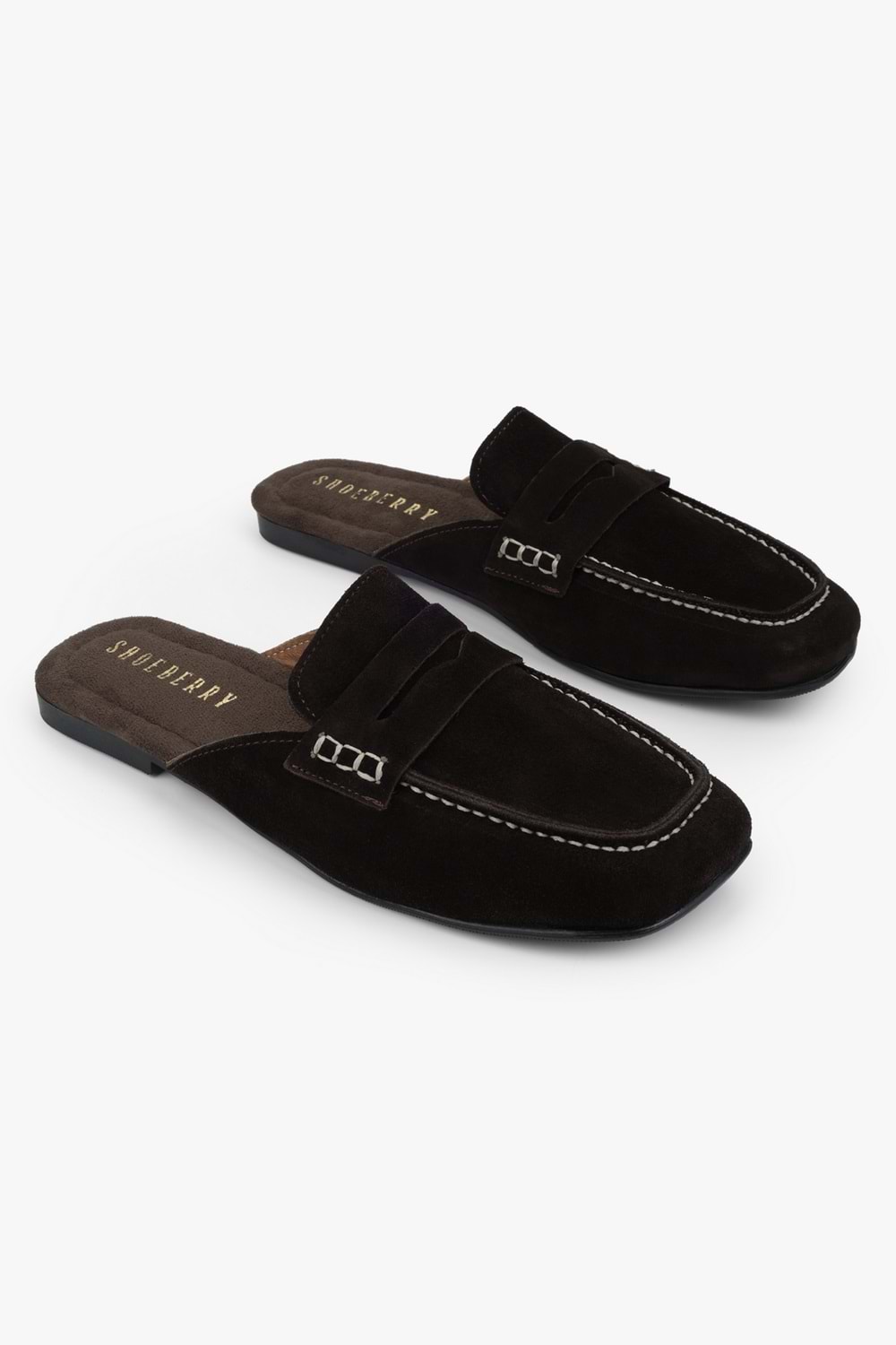 Kadın Kaela Kahve Hakiki Süet Deri Loafer Terlik