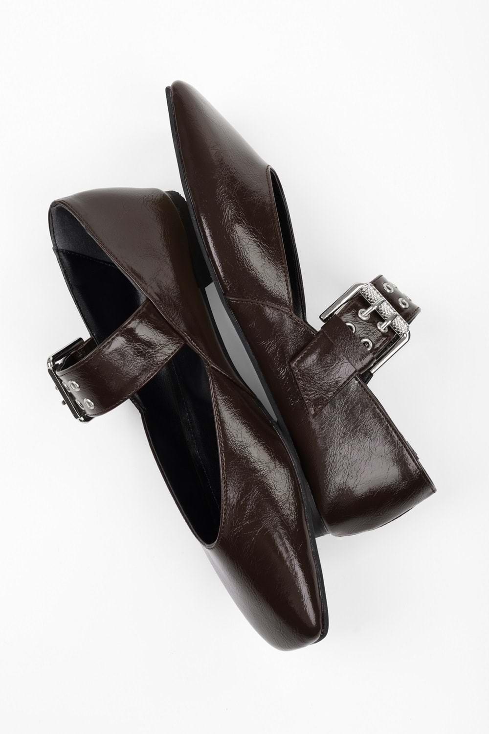 Kadın Vell Acı Kahve Cilt Kemer Tokalı Babet