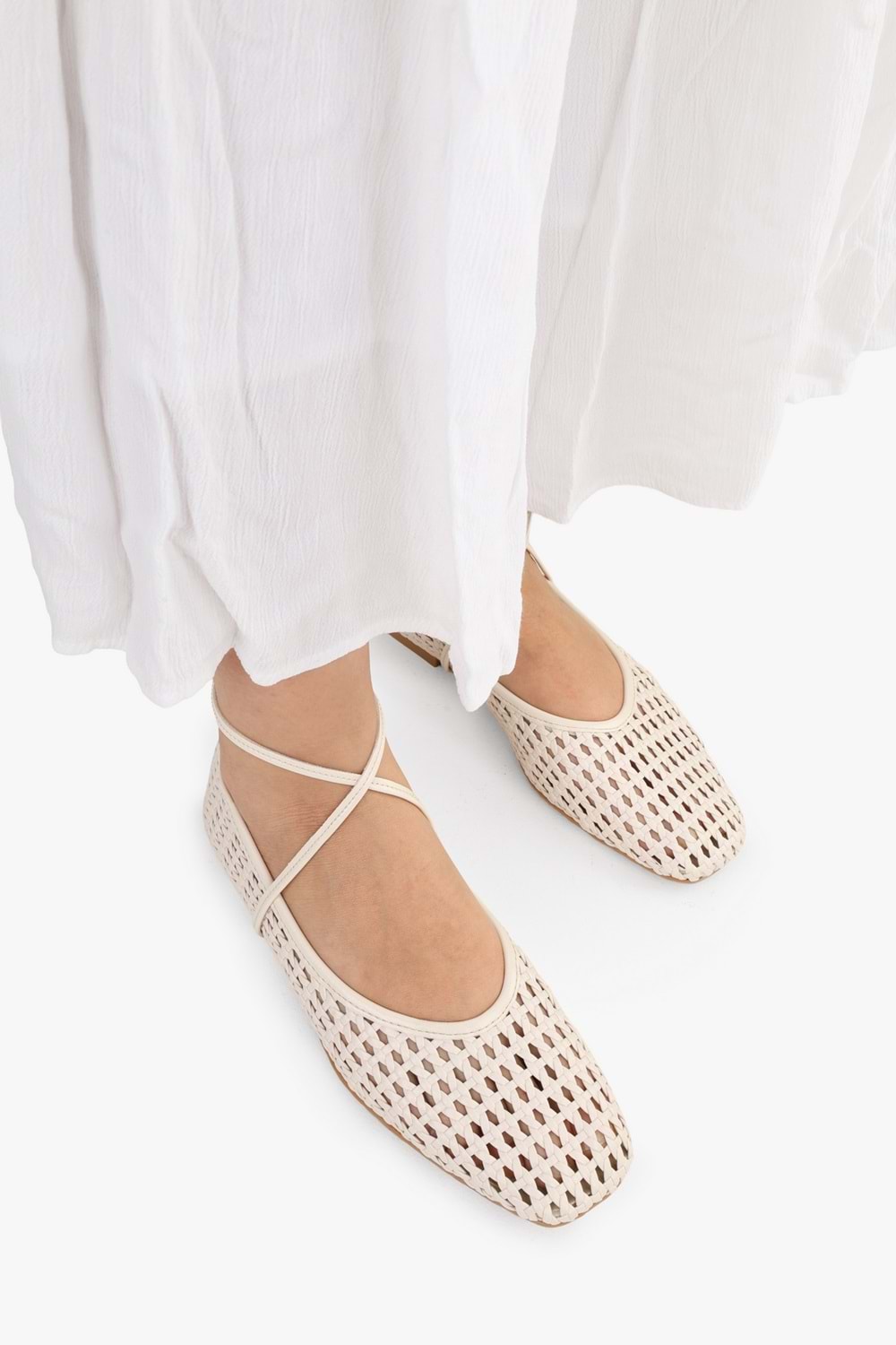 Kadın Naira Ekru Cilt Örgü Babet