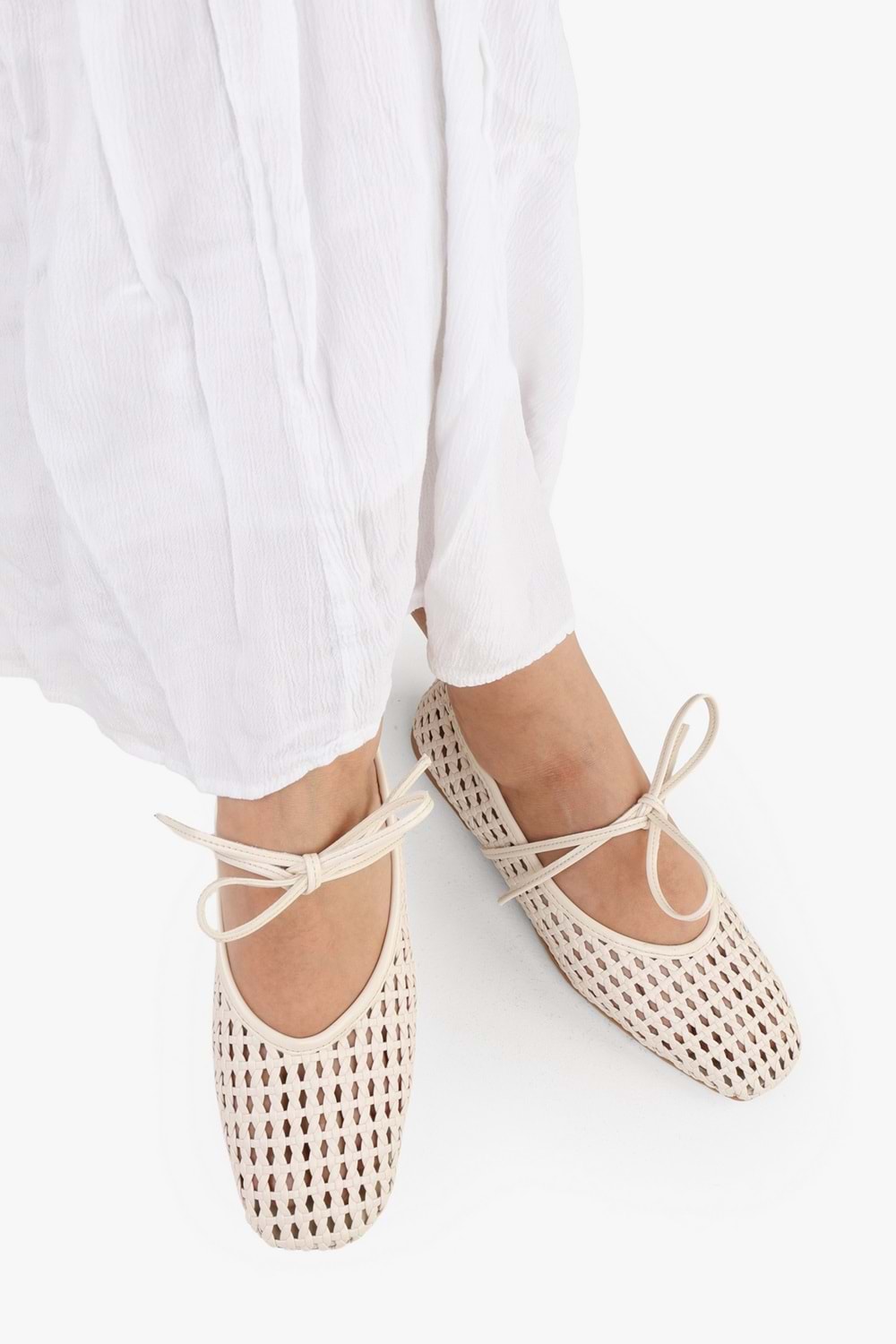 Kadın Naira Ekru Cilt Örgü Babet