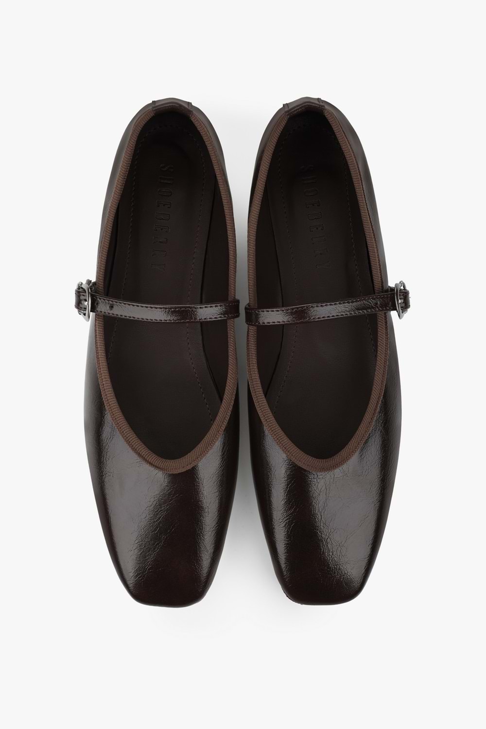 Kadın Libby Kahve Parlak Cilt Babet