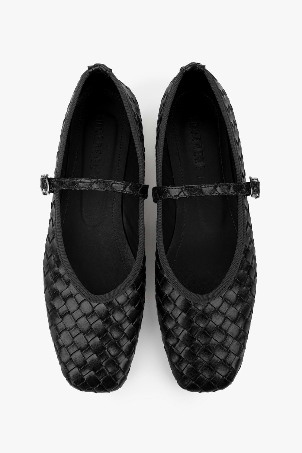 Kadın Cheeky Siyah Cilt Örgü Görünümlü Babet