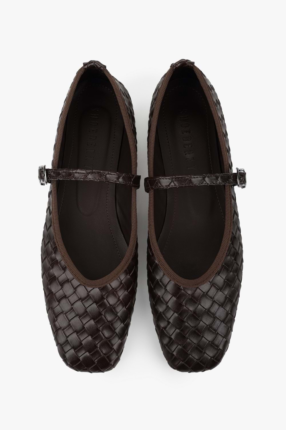 Kadın Cheeky Kahve Cilt Örgü Görünümlü Babet