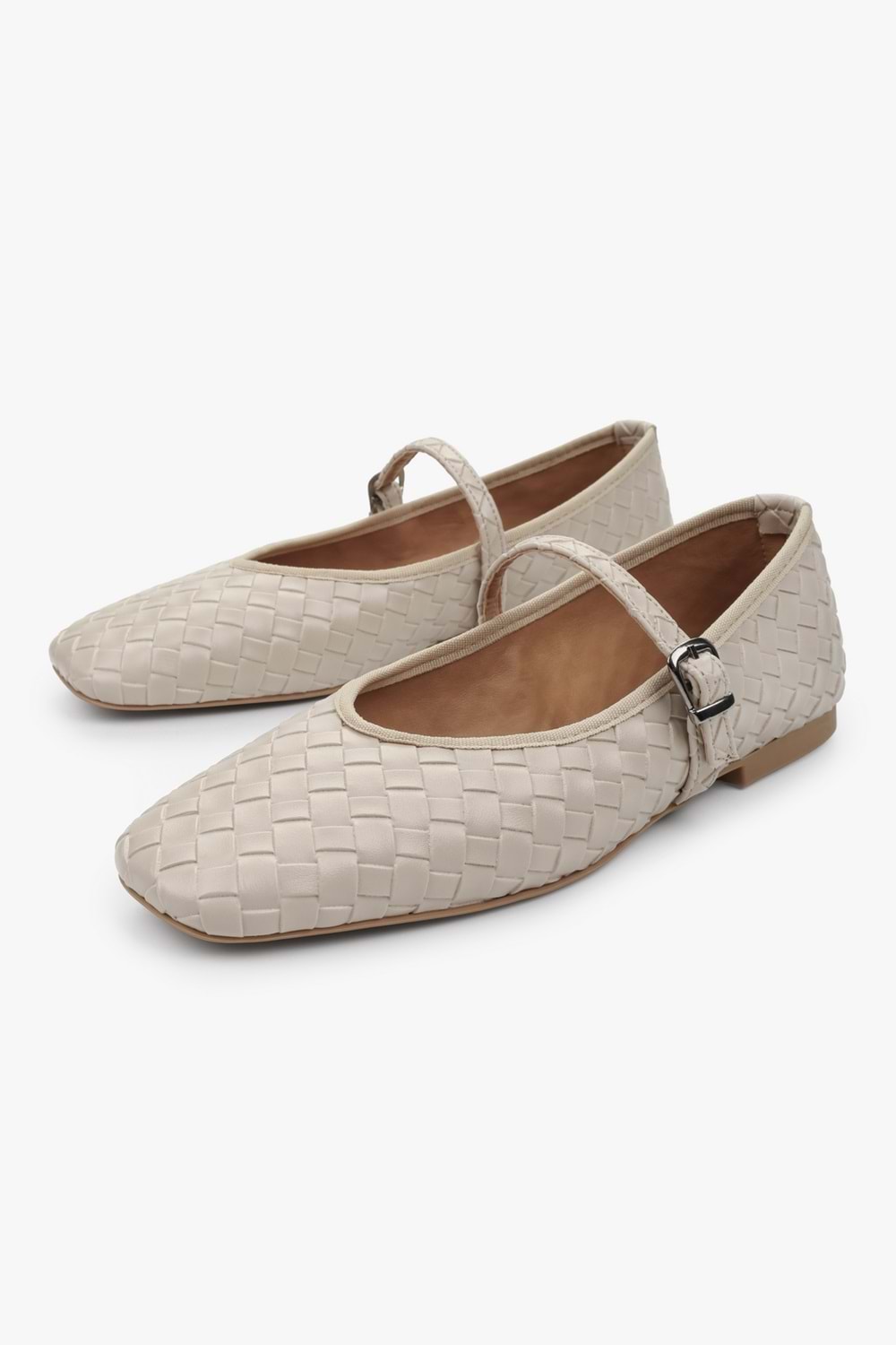 Kadın Cheeky Ten Cilt Örgü Görünümlü Babet