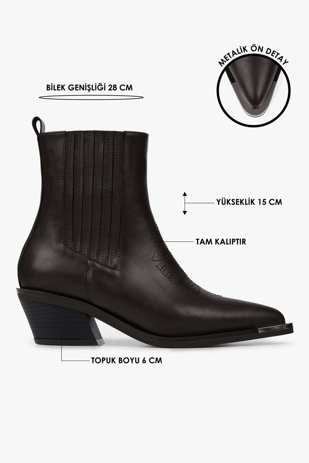 Kadın Stormi Kahve Cilt Kovboy Bot