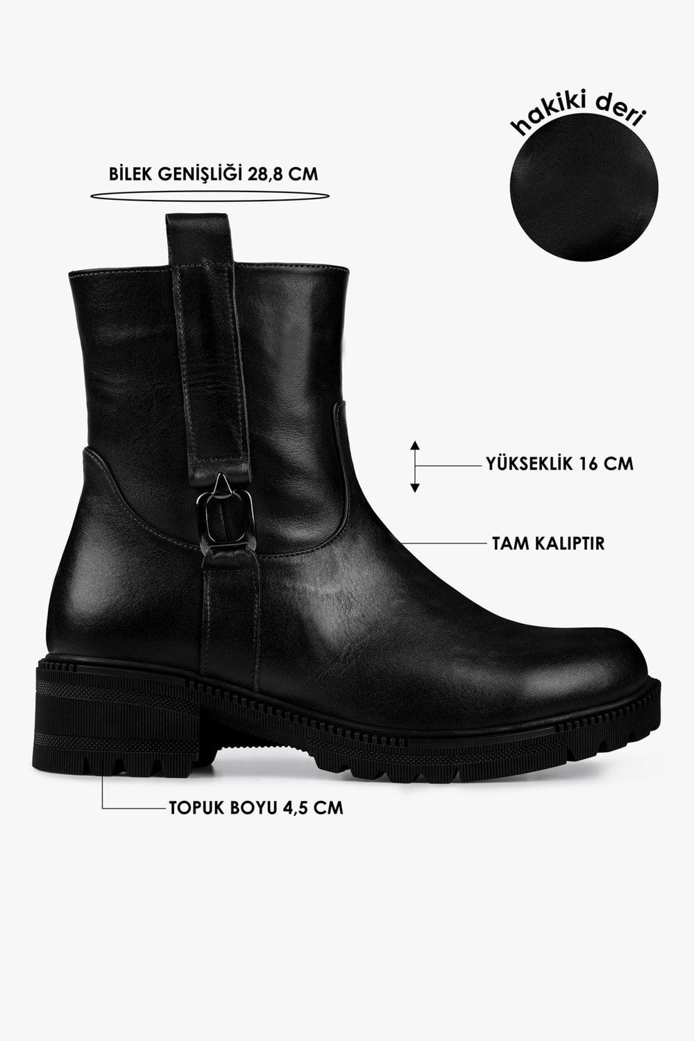Kadın Raze Siyah Hakiki Deri Bot
