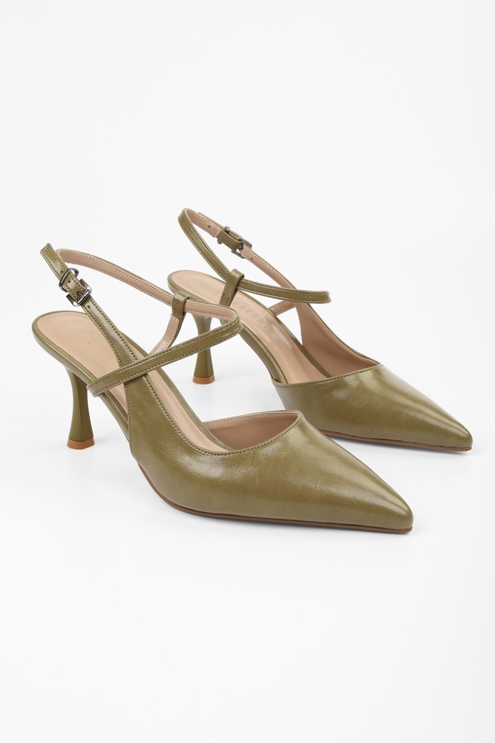 Kadın Nella Yağ Yeşili Cilt Stiletto