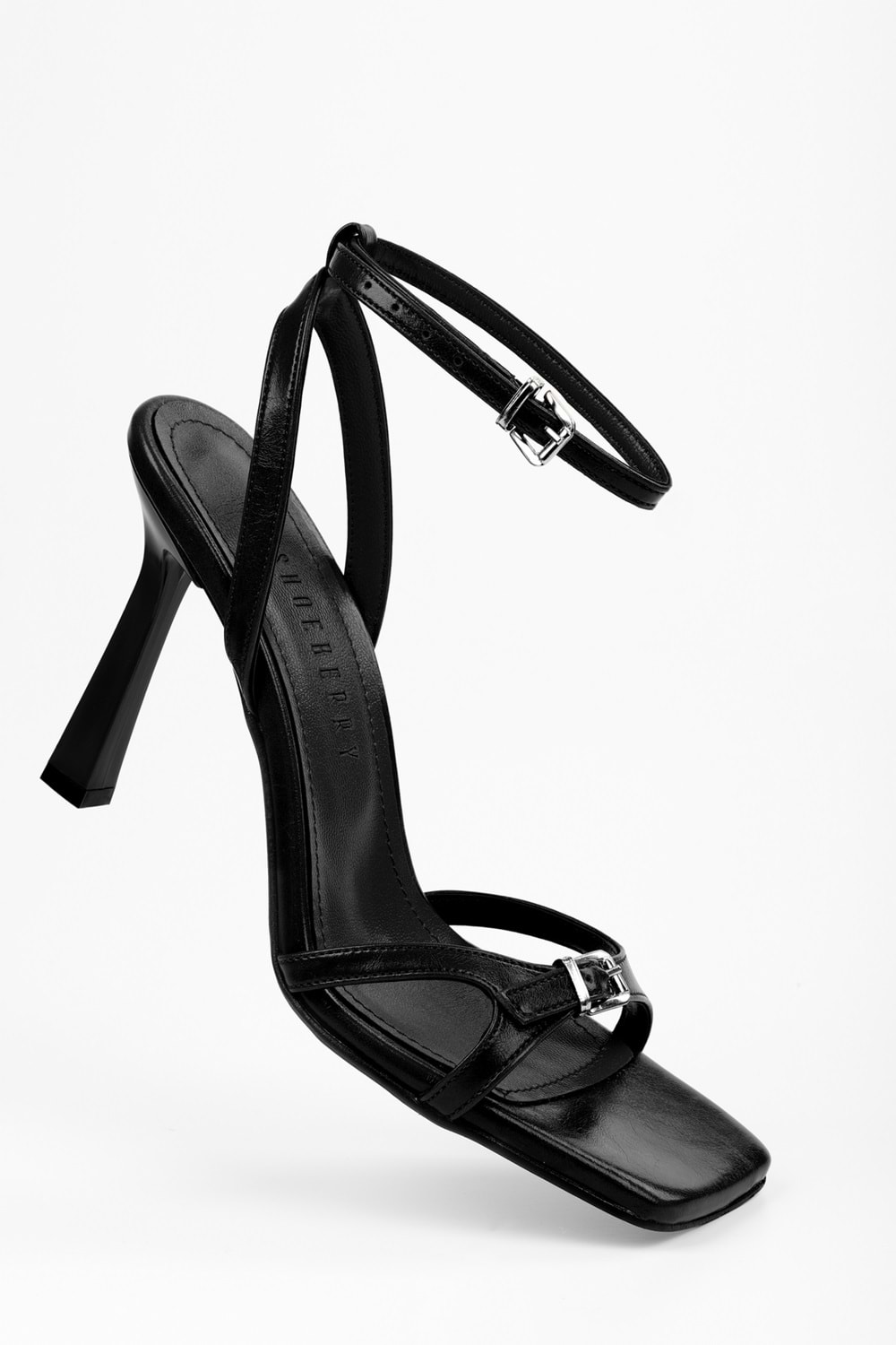 Kadın Jolie Siyah Cilt Kemer Detaylı Topuklu Ayakkabı