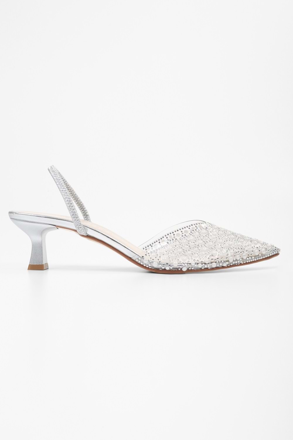 Kadın Glim Gümüş İncili Şeffaf Stiletto