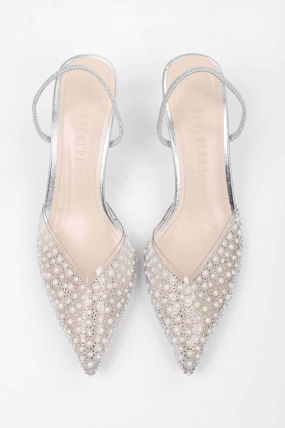 Kadın Glim Gümüş İncili Şeffaf Stiletto