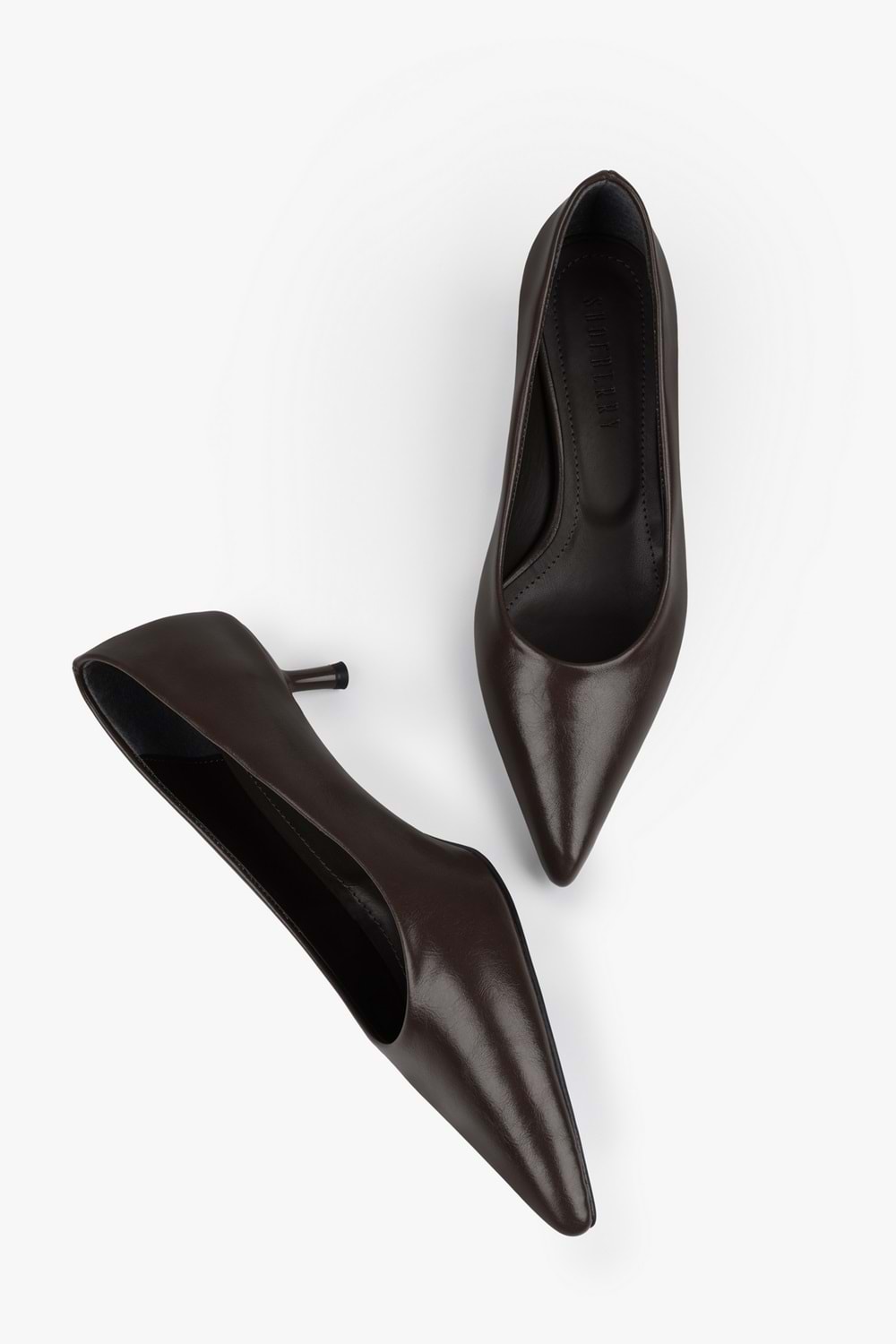 Kadın Caren Acı Kahve Cilt Kısa Topuklu Stiletto