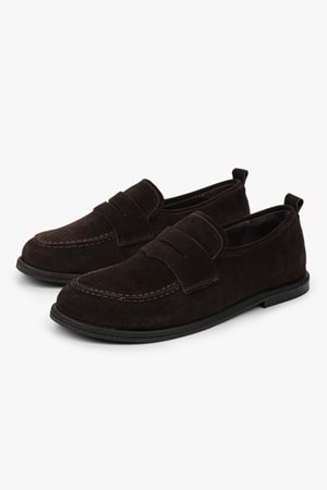 Kadın Zac Acı Kahve Hakiki Süet Deri Loafer