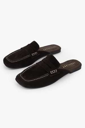 Kadın Kaela Kahve Hakiki Süet Deri Loafer Terlik