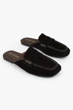 Kadın Kaela Kahve Hakiki Süet Deri Loafer Terlik