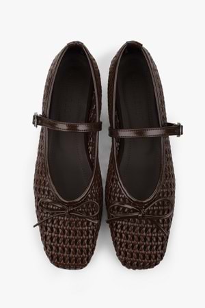 Kadın Alira Kahve Cilt Fiyonklu Örgü Babet