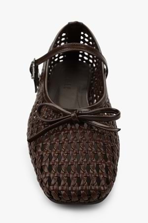 Kadın Alira Kahve Cilt Fiyonklu Örgü Babet