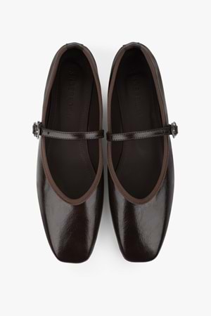 Kadın Libby Kahve Parlak Cilt Babet