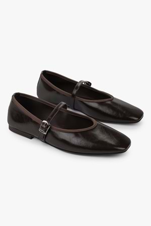 Kadın Libby Kahve Parlak Cilt Babet