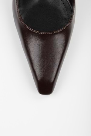 Kadın Myra Acı Kahve Rugan Kemer Tokalı Stiletto