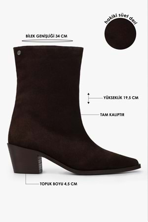 Kadın Glac Kahve Hakiki Süet Deri Bot