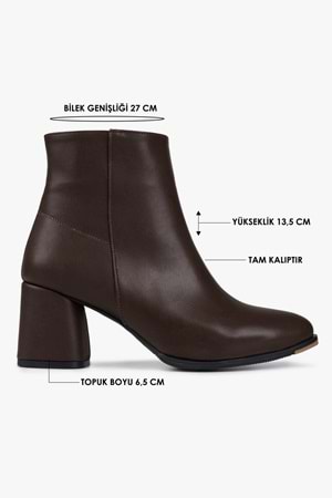 Kadın Haylee Kahve Cilt Topuklu Bot