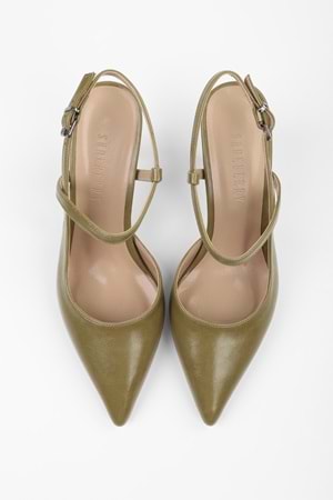 Kadın Nella Yağ Yeşili Cilt Stiletto