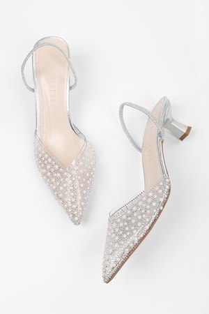Kadın Glim Gümüş İncili Şeffaf Stiletto