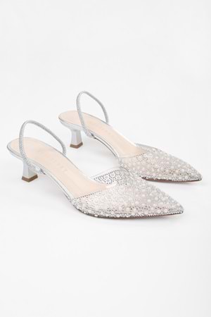Kadın Glim Gümüş İncili Şeffaf Stiletto