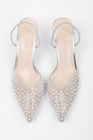 Kadın Glim Gümüş İncili Şeffaf Stiletto