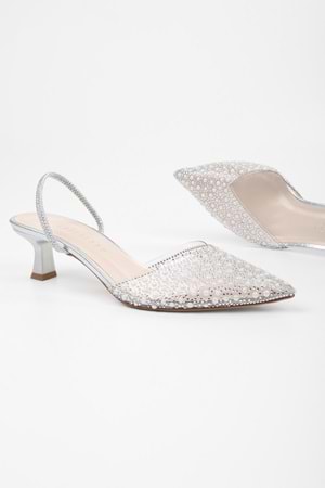 Kadın Glim Gümüş İncili Şeffaf Stiletto