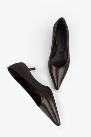 Kadın Caren Acı Kahve Cilt Kısa Topuklu Stiletto