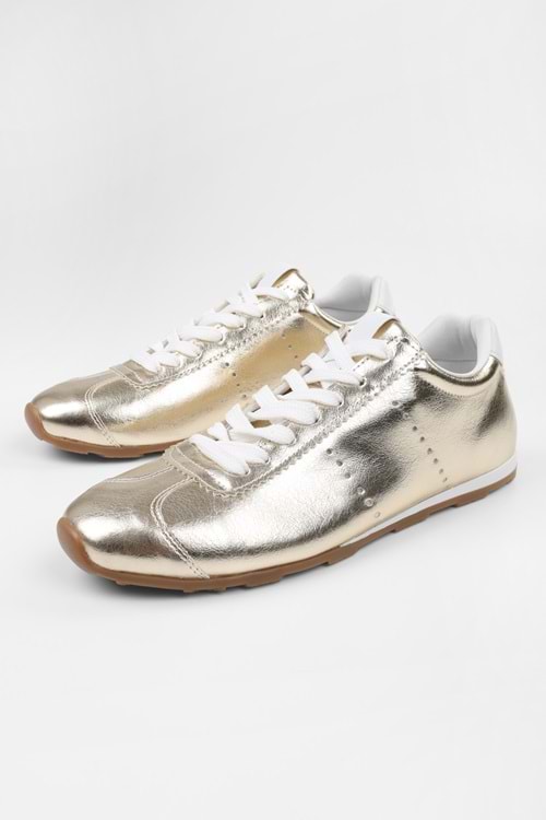 Kadın Taren Altın Parlak Sneaker