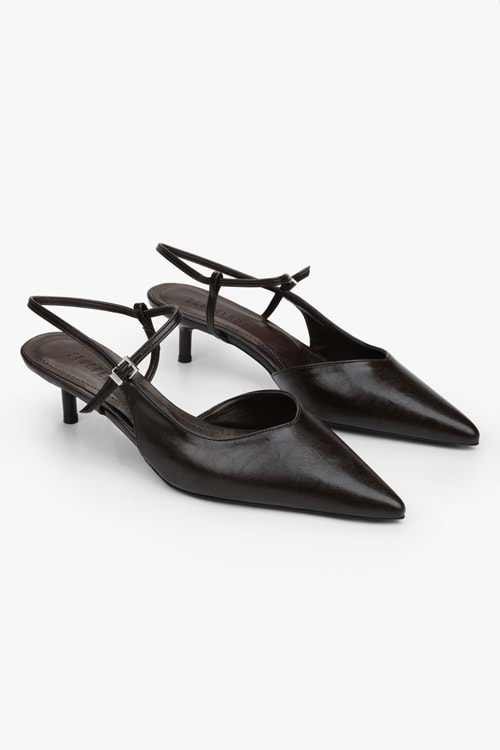 Kadın Lea Kahve Cilt Stiletto