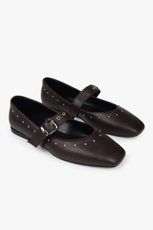 Kadın Neria Kahve Cilt Troklu Babet