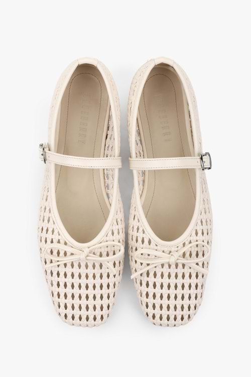 Kadın Alira Ekru Cilt Fiyonklu Örgü Babet