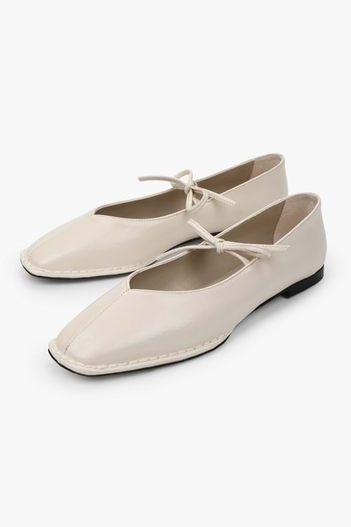 Kadın Lunera Ekru Cilt Bağlamalı Babet