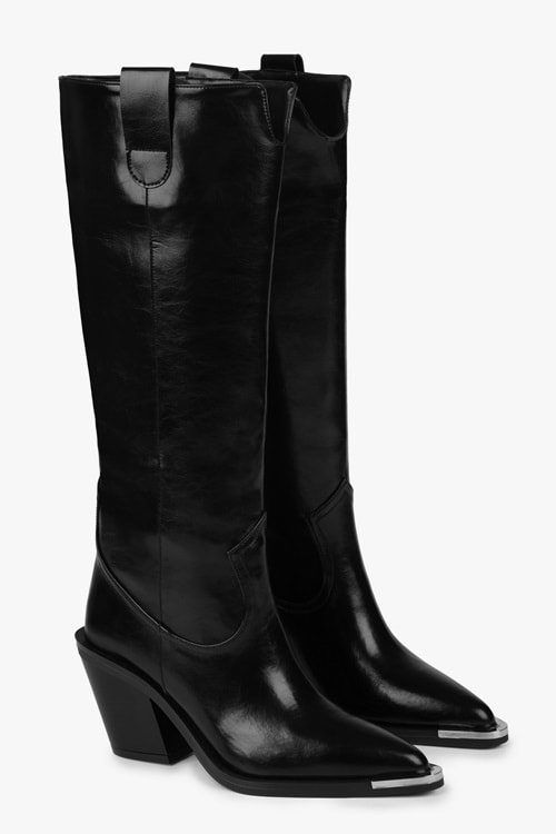 Kadın Axor Siyah Cilt Kovboy Çizme