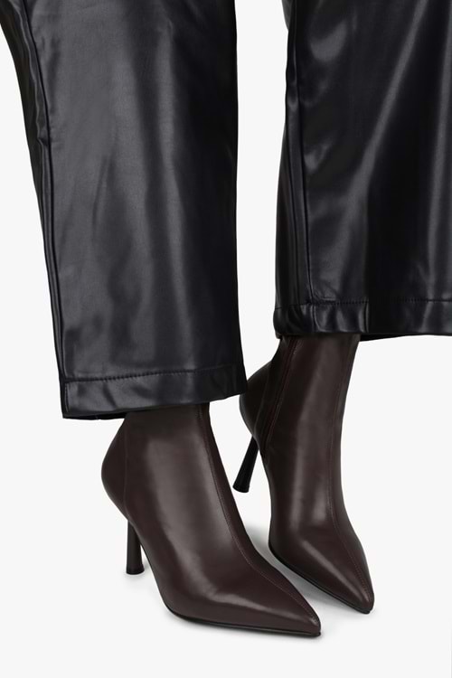 Kadın Glove Kahve Cilt Streç Topuklu Bot