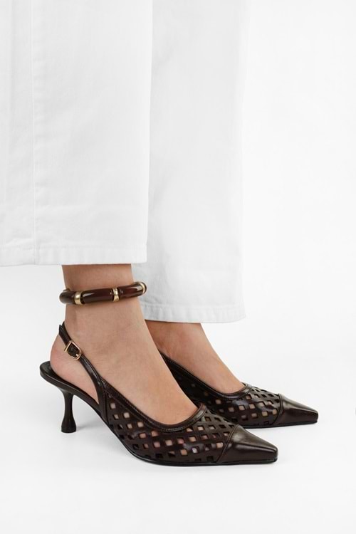 Kadın Jade Acı Kahve Cilt Stiletto