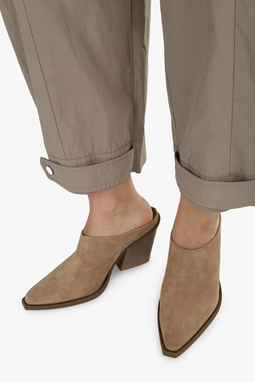 Kadın Avelia Kum Hakiki Süet Deri Topuklu Terlik