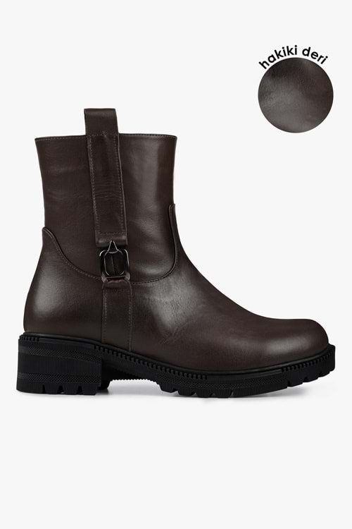 Kadın Raze Koyu Kahve Hakiki Deri Bot