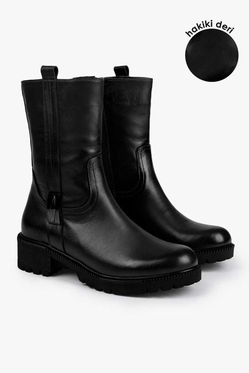 Kadın Axel Siyah Hakiki Deri Bot
