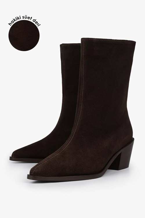 Kadın Glac Kahve Hakiki Süet Deri Bot