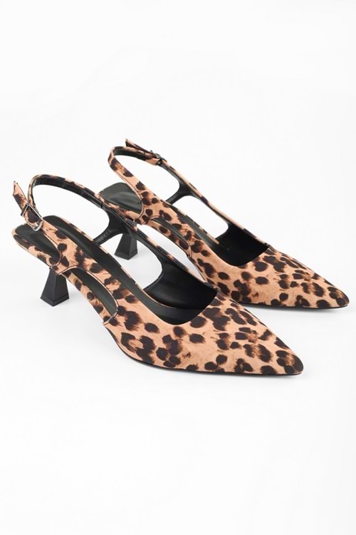 Kadın Anja Leopar Desenli Saten Stiletto