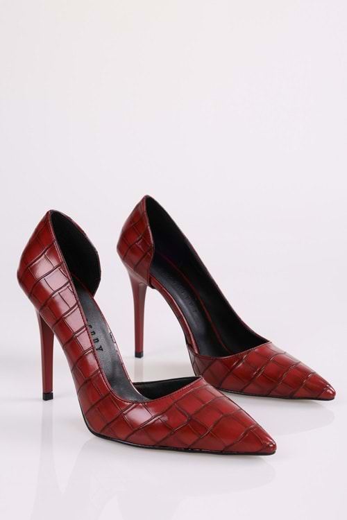 Kadın Massy Bordo Kroko Stiletto
