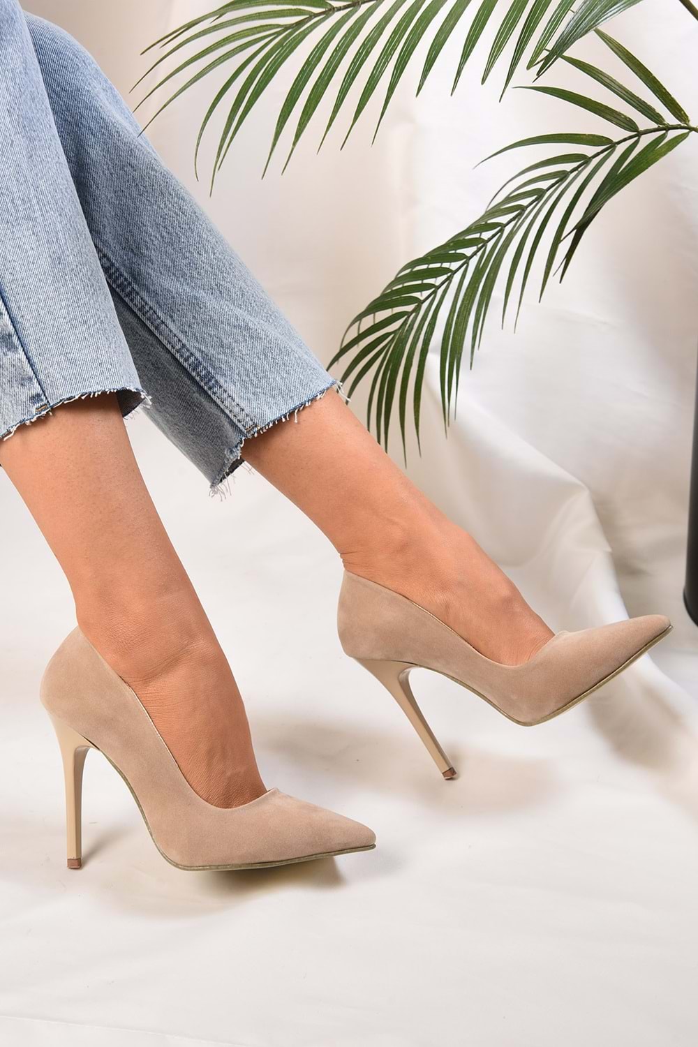 Kadın Sensei Ten Süet Klasik Topuklu Stiletto