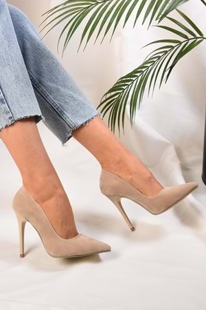 Kadın Sensei Ten Süet Klasik Topuklu Stiletto