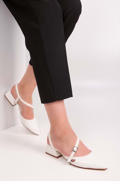 Kadın Zeny Beyaz Cilt Babet Ayakkabı