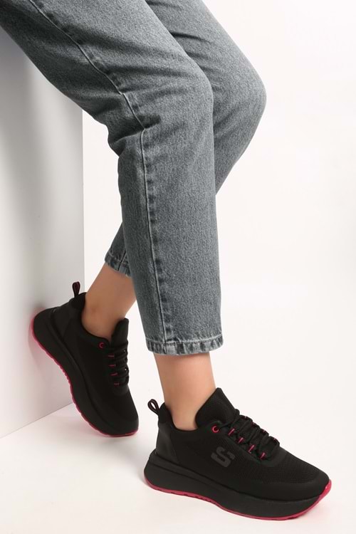 Kadın Vayne Siyah Kırmızı Sneaker Spor Günlük Ayakkabı