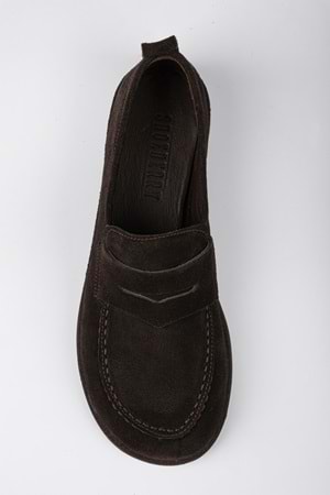 Kadın Zac Acı Kahve Hakiki Süet Deri Loafer